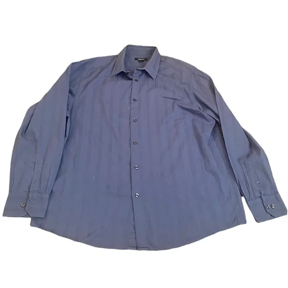Claiborne | Mens Blue Button up Long Sleeve Stripe Dress shirt Size XL - Picture 2 of 6